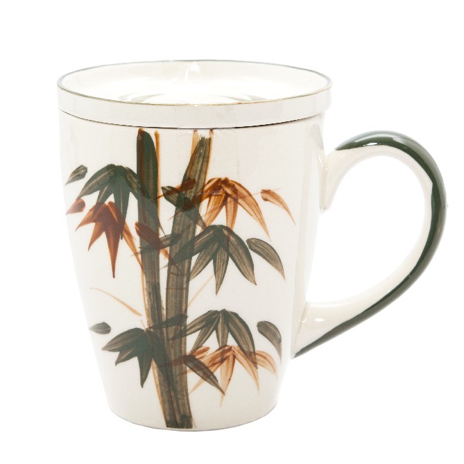 Theemok Keramiek Bamboe Design met Theeschaaltje