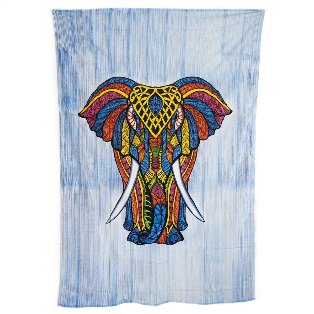 Authentiek Wandkleed Katoen met Kleurrijke Olifant (215 x 135 cm)