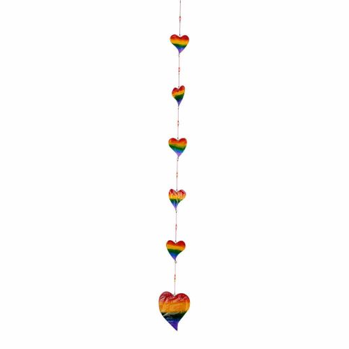 Hangende Decoratie Streng met Harten Regenboogkleuren (103 x 10 x 1 cm)