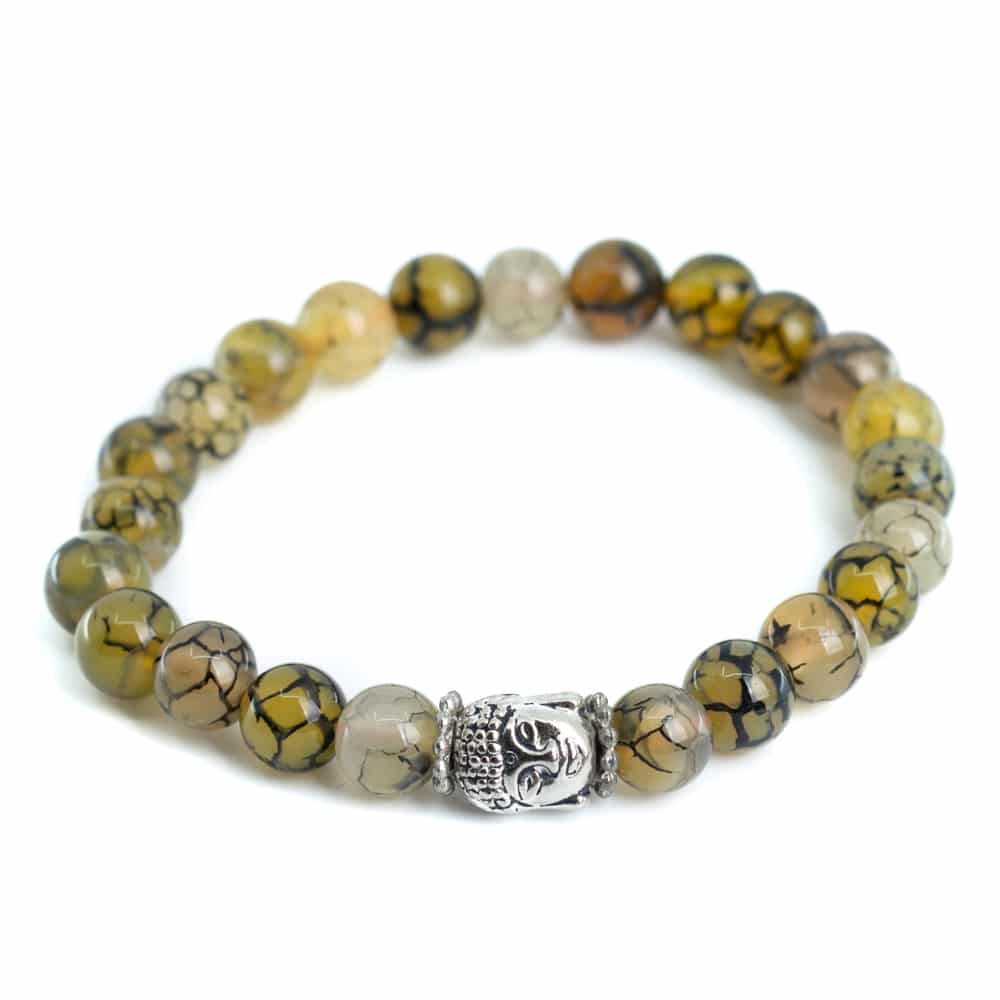 Edelsteen Armband Agaat 'Dragon Veins' met Boeddha