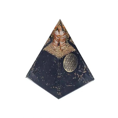 Orgoniet Piramide Toermalijn Flower of Life (5 x 5 x 8 cm)