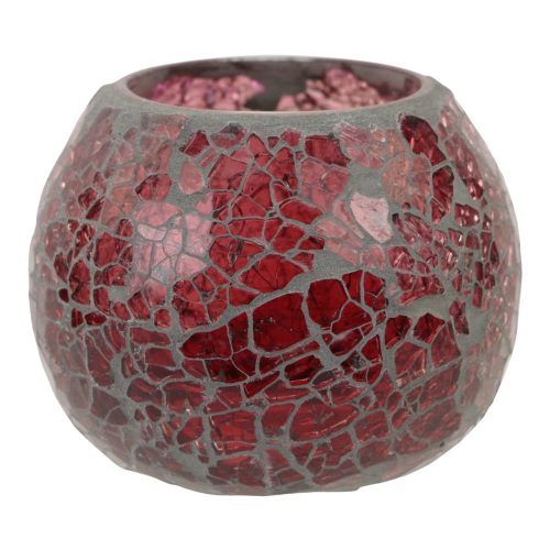 Waxinelichthouder - Gebroken Glas - Roze (ca. 9,5 x 7 cm)