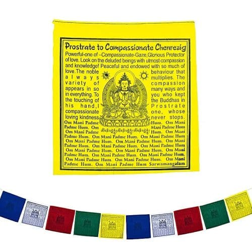 Tibetaanse Gebedsvlaggen Chenrezig (20 x 20 x 210 cm)