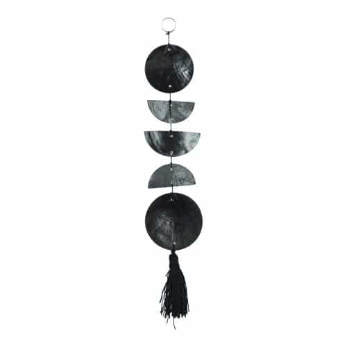 Zwarte Capiz Schelp Decoratiehanger met Sarana en Kwast