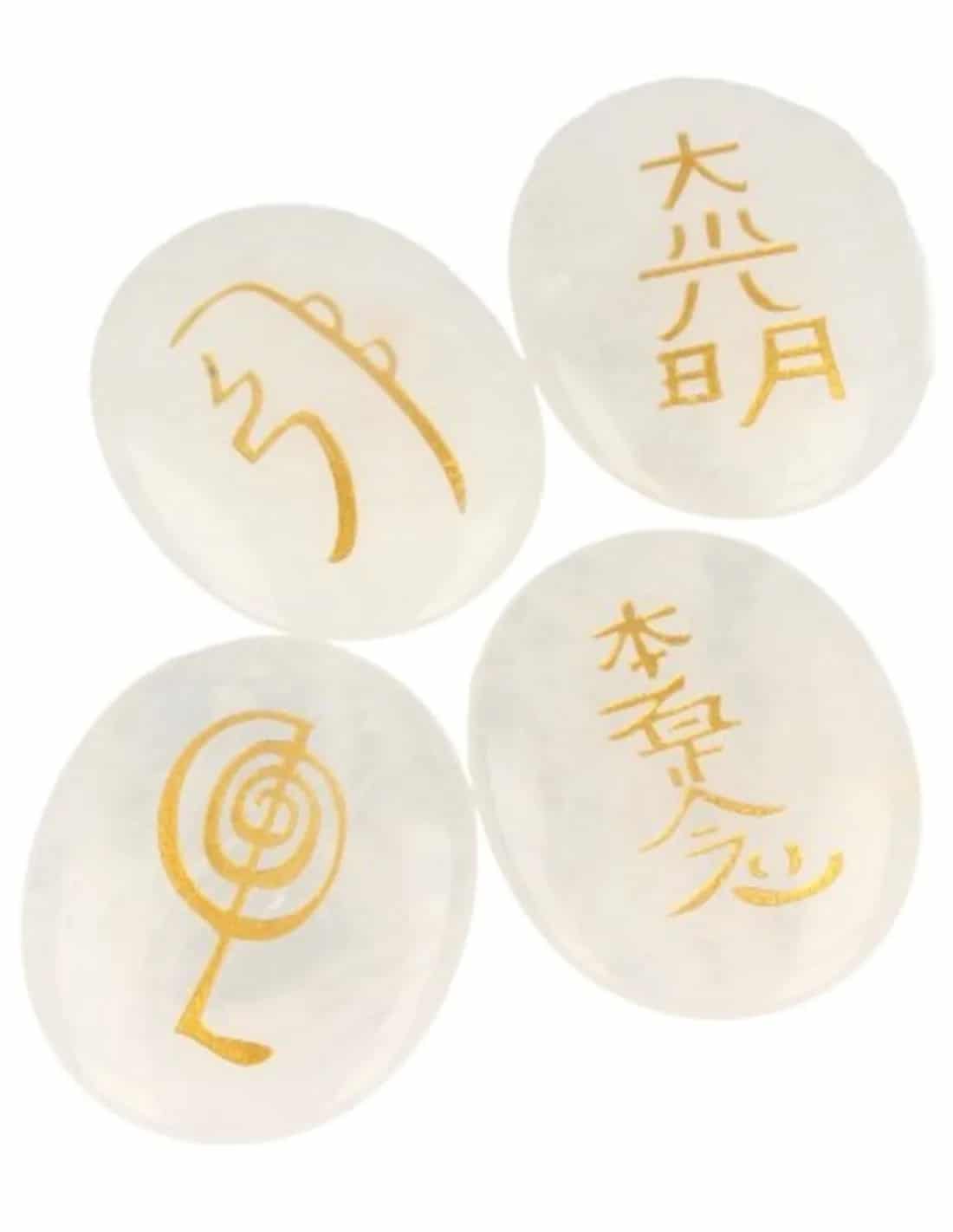 Bergkristal reiki set vier symbolen Cho ku rei Sei he ki Dai koo myo Hon sha ze shon nen