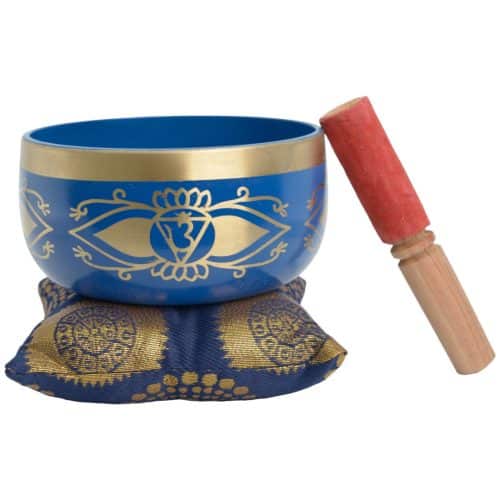 Chakra klankschaal set met klopper & kussen - Zesde chakra - Indigo/Donkerblauw